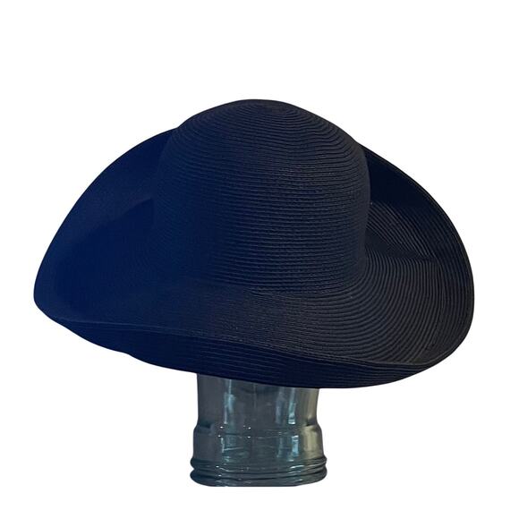 Kathy Jeanne Black Floppy Wide Brim Straw Sun Hat, One Size - Picture 5 of 8